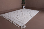 Elegant Moroccan Wool Rug - 6.7 x 9.1 FT | Handwoven Ivory Diamond Pattern - beni ourain rug