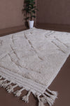 Elegant Moroccan Wool Rug - 6.7 x 9.1 FT | Handwoven Ivory Diamond Pattern - beni ourain rug