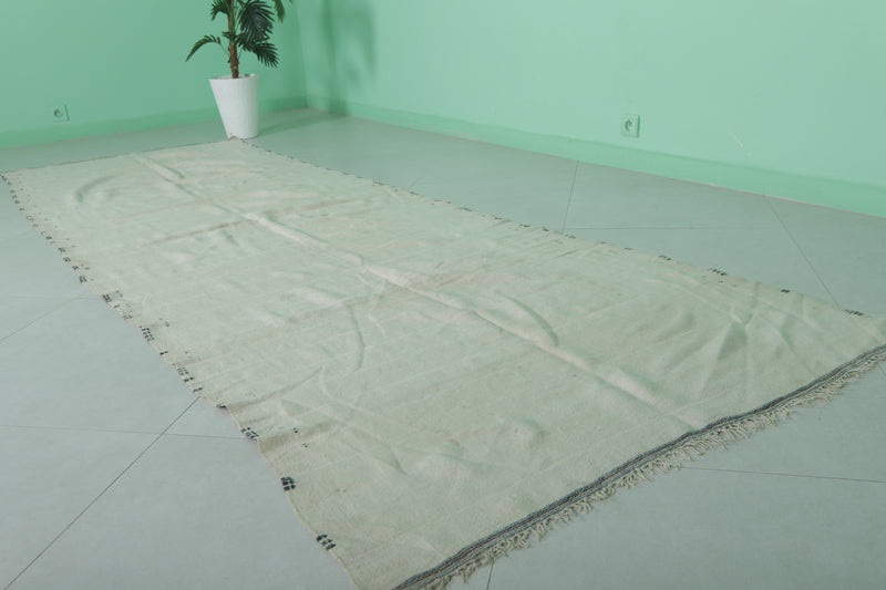 Elegant White Moroccan Runner Rug 3.7 x 11.5 FT - Minimalist Style