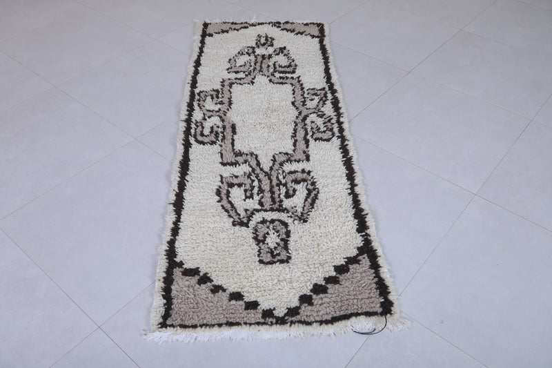 Moroccan Rug with Intricate Brown and Beige Design - 2.3 X 6.1 Feet