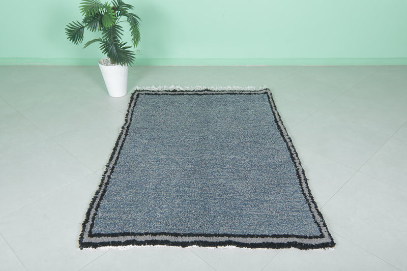 Handmade Moroccan Wool Rug – 4.2x6 FT - Blue Berber Carpet