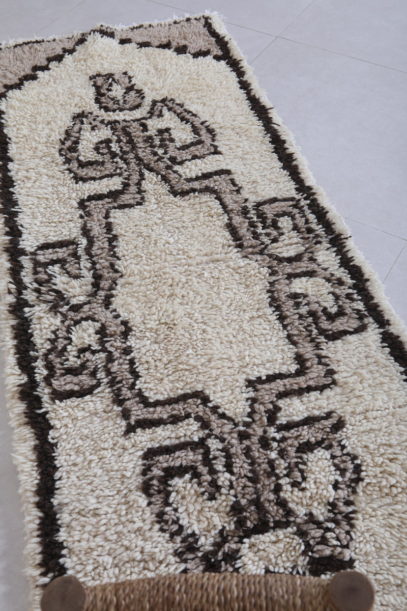 Moroccan Rug with Intricate Brown and Beige Design - 2.3 X 6.1 Feet