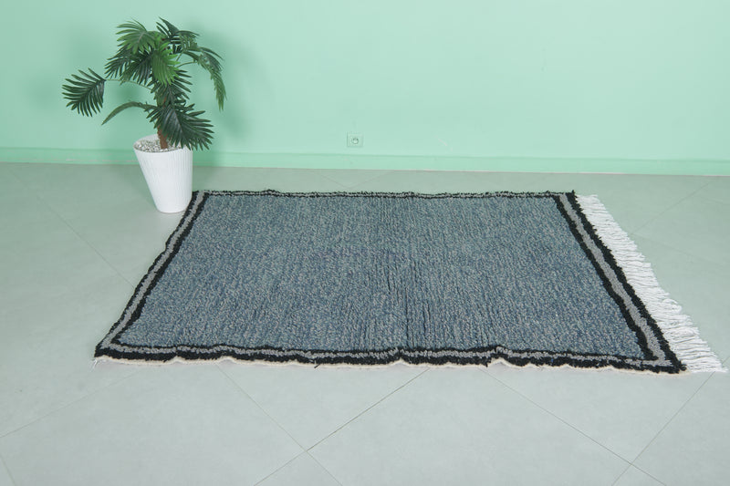 Handmade Moroccan Wool Rug – 4.2x6 FT - Blue Berber Carpet