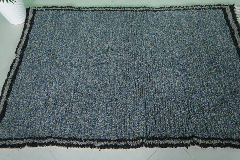 Handmade Moroccan Wool Rug – 4.2x6 FT - Blue Berber Carpet