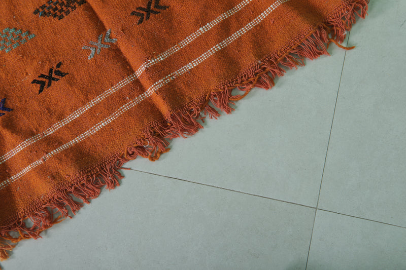 Orange Kilim Rug - Handwoven Design - 3.1x4.8 ft