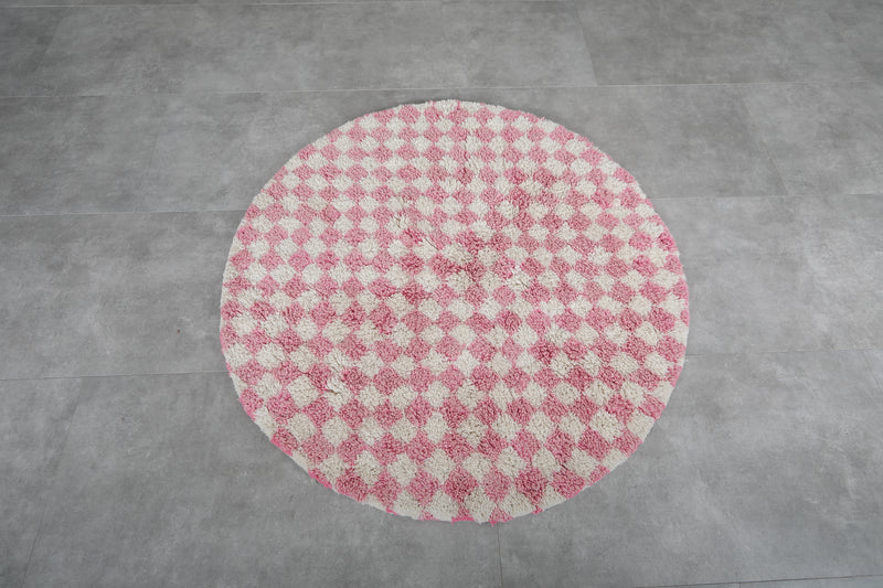 Moroccan round rug - checkered rug