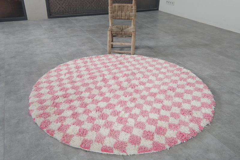 Moroccan round rug - checkered rug