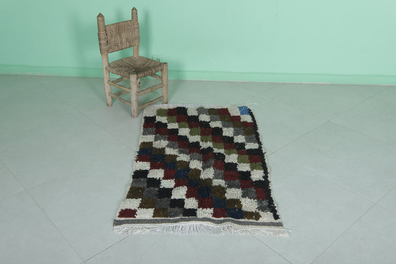 Small Checkered Rug – 2.4 x 3.9 ft | Handcrafted Elegance