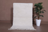 Cozy Moroccan Wool Rug - 2.9 x 4.6 FT | Handwoven Ivory Accent Rug