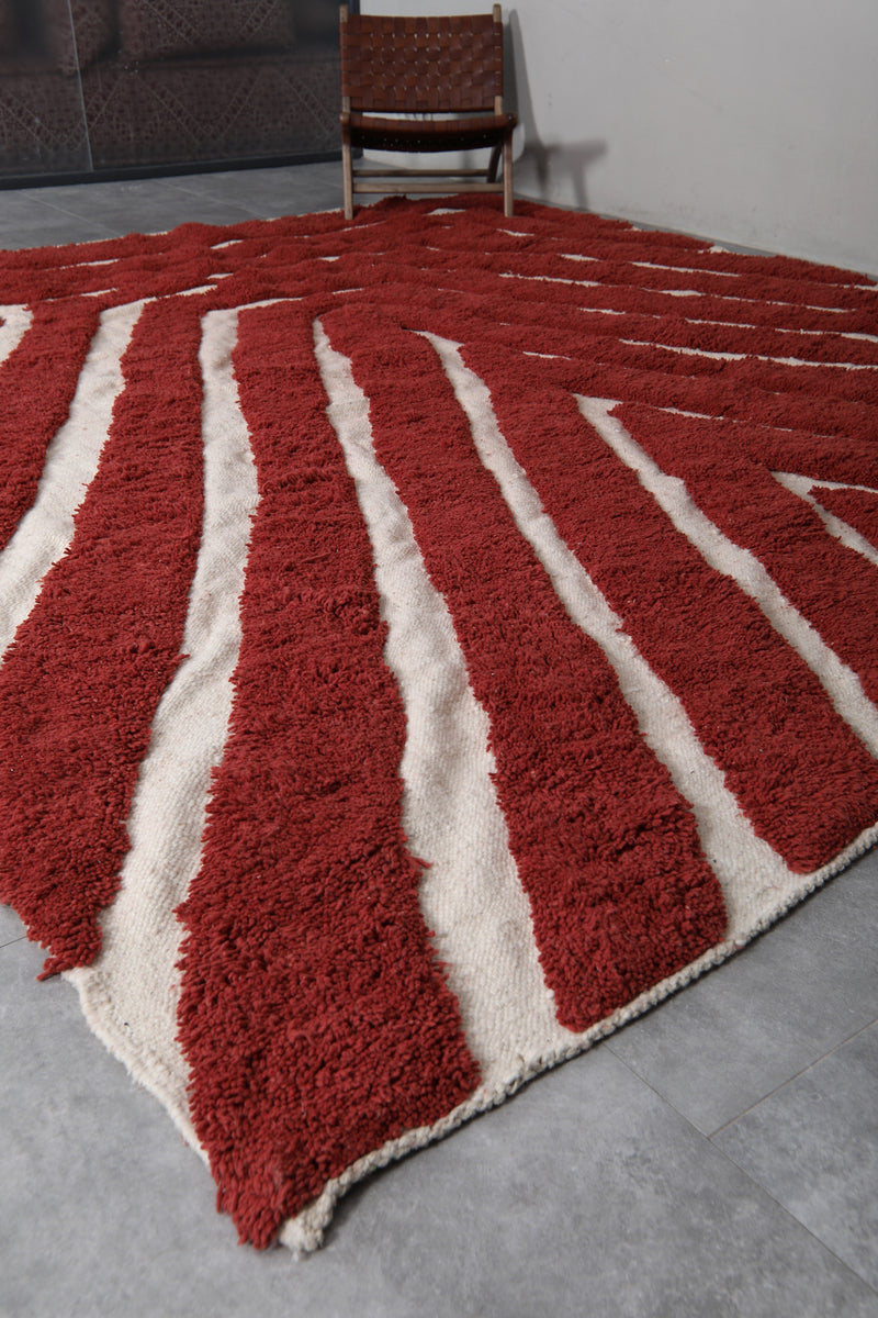 Moroccan Red Wool Rug - 10.2 x 11.9 Feet | Bold Geometric Design