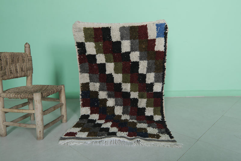 Small Checkered Rug – 2.4 x 3.9 ft | Handcrafted Elegance