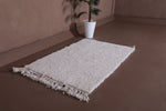 Cozy Moroccan Wool Rug - 2.9 x 4.6 FT | Handwoven Ivory Accent Rug