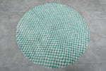 Round green rug - handmade checkers rug