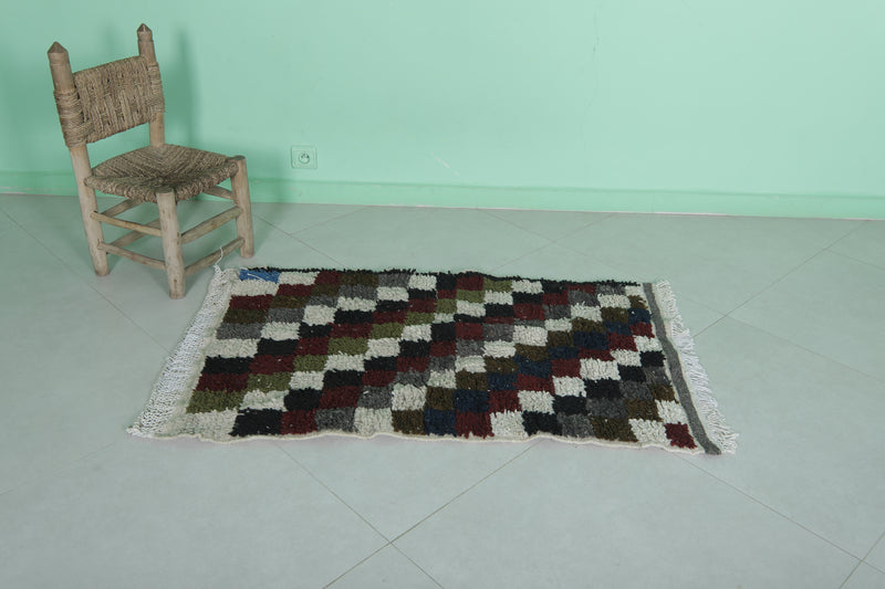 Small Checkered Rug – 2.4 x 3.9 ft | Handcrafted Elegance