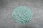 Round green rug - handmade checkers rug