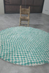 Round green rug - handmade checkers rug