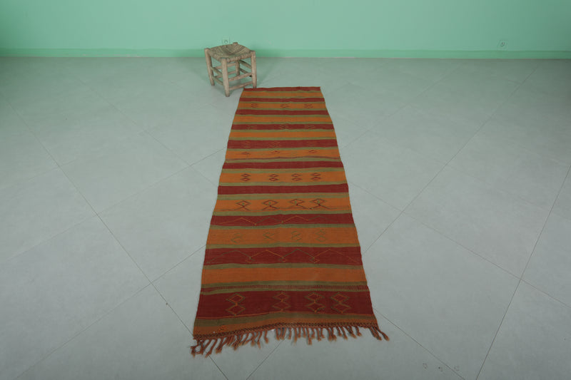 Moroccan Striped Kilim Rug – 2.6 x 7.2 Feet | Handmade Wool Rug