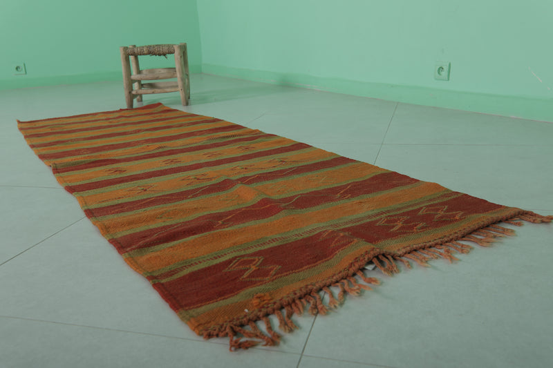 Moroccan Striped Kilim Rug – 2.6 x 7.2 Feet | Handmade Wool Rug