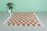 Moroccan Beni Ourain Rug 5.4 x 5.6 Ft - Checkered Design