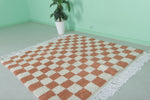 Moroccan Beni Ourain Rug 5.4 x 5.6 Ft - Checkered Design