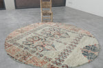 Round Moroccan Wool Rug 6 Feet – Vintage Floral Pattern