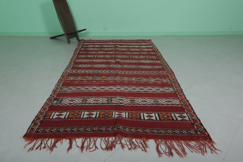 Red Handwoven Moroccan Rug 4.9ft x 9.8ft – Authentic Berber Design