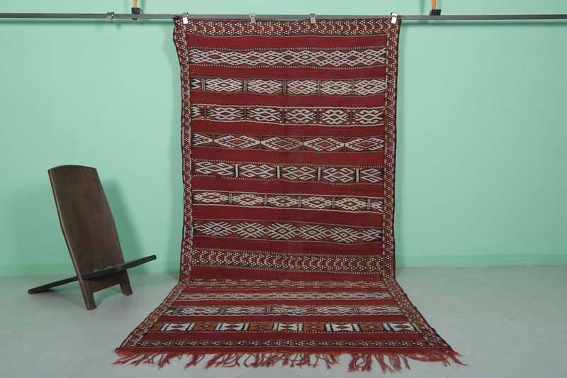 Red Handwoven Moroccan Rug 4.9ft x 9.8ft – Authentic Berber Design