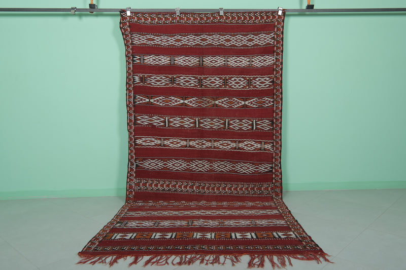 Red Handwoven Moroccan Rug 4.9ft x 9.8ft – Authentic Berber Design