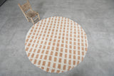 Round Moroccan Wool Rug 6 Feet – Unique Grid Design