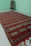 Red Handwoven Moroccan rug 4.9 ft x 9.8 ft