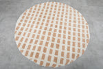 Round Moroccan Wool Rug 6 Feet – Unique Grid Design