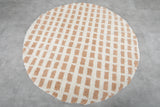 Round Moroccan Wool Rug 6 Feet – Unique Grid Design