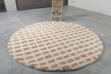 Round Moroccan Wool Rug 6 Feet – Unique Grid Design