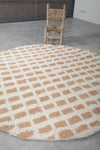 Round Moroccan Wool Rug 6 Feet – Unique Grid Design