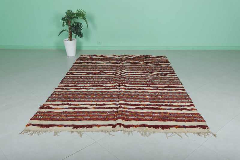 Moroccan Rug Blanket - 5.4 FT × 8.5 FT | Handwoven Berber Art