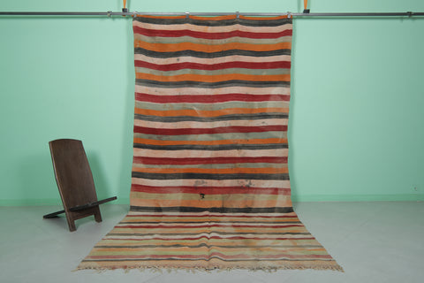 Moroccan striped rug 5.9 X 11.4 Feet - colorful large rug