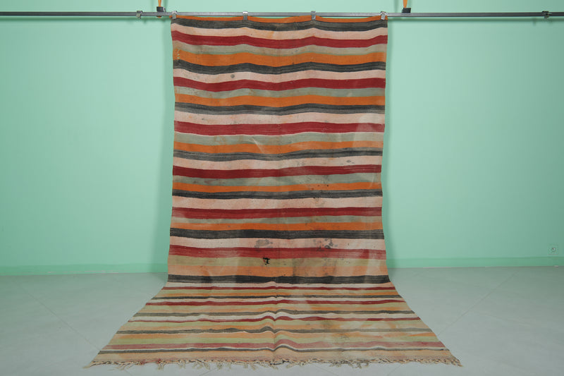 Moroccan Striped Rug - 5.9 x 11.4 ft | Colorful Large Rug