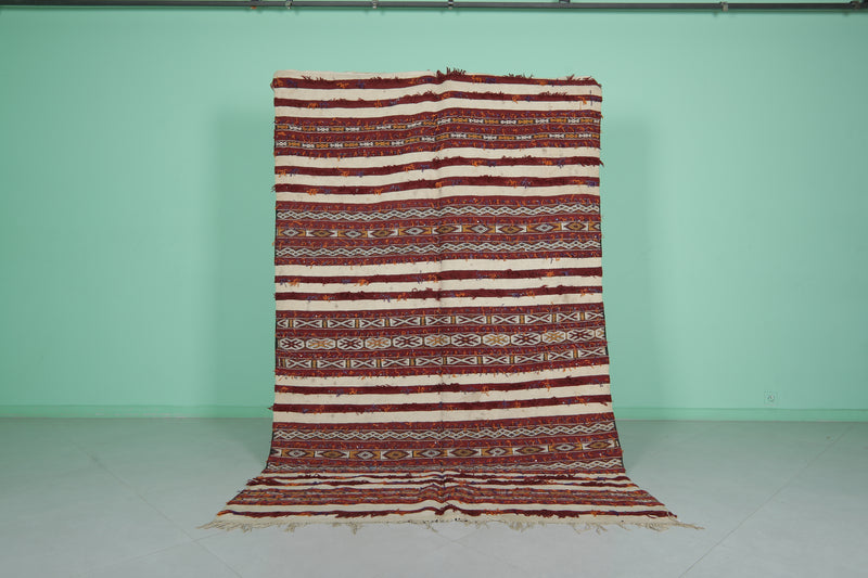 Moroccan Rug Blanket - 5.4 FT × 8.5 FT | Handwoven Berber Art