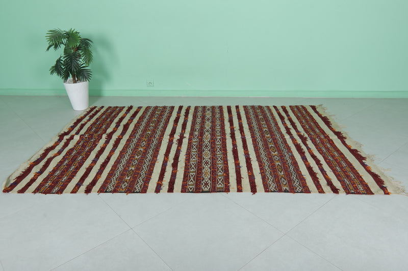 Moroccan Rug Blanket - 5.4 FT × 8.5 FT | Handwoven Berber Art