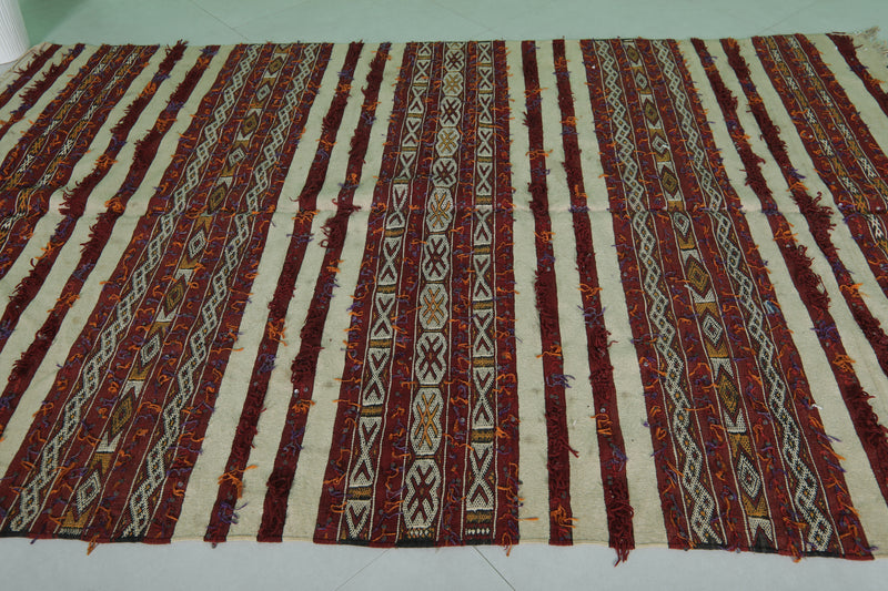 Moroccan Rug Blanket - 5.4 FT × 8.5 FT | Handwoven Berber Art