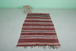 Moroccan Rug - Pink and Red Striped Design - 3.9x6.4 ft