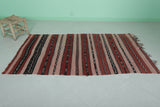 Moroccan Rug - Pink and Red Striped Design - 3.9x6.4 ft