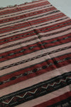 Moroccan Rug - Pink and Red Striped Design - 3.9x6.4 ft