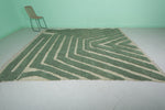 Extra Large Moroccan Rug - 8.7 x 10.1 Feet, Green and Beige Geometric Pattern | Handwoven Berber Style