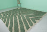 Extra Large Moroccan Rug - 8.7 x 10.1 Feet, Green and Beige Geometric Pattern | Handwoven Berber Style