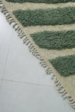 Extra Large Moroccan Rug - 8.7 x 10.1 Feet, Green and Beige Geometric Pattern | Handwoven Berber Style