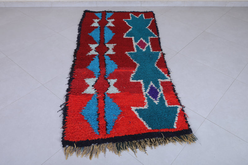 Moroccan berber rug 2.7 X 6.3 Feet - Boucherouite Rugs