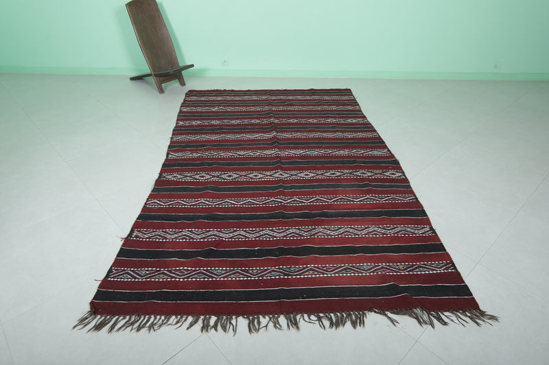 Handwoven Kilim Rug - 5.5 FT × 8.8 FT | Moroccan Berber Art