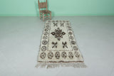 Long Shaggy Moroccan Rug Beige 2.6 X 5.9 Feet