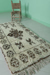 Long Shaggy Moroccan Rug Beige 2.6 X 5.9 Feet